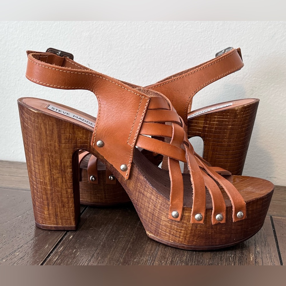 NWOT Steve Madden Leather Strappy Heeled Sandals Womens size 10 - Picture 4 of 11